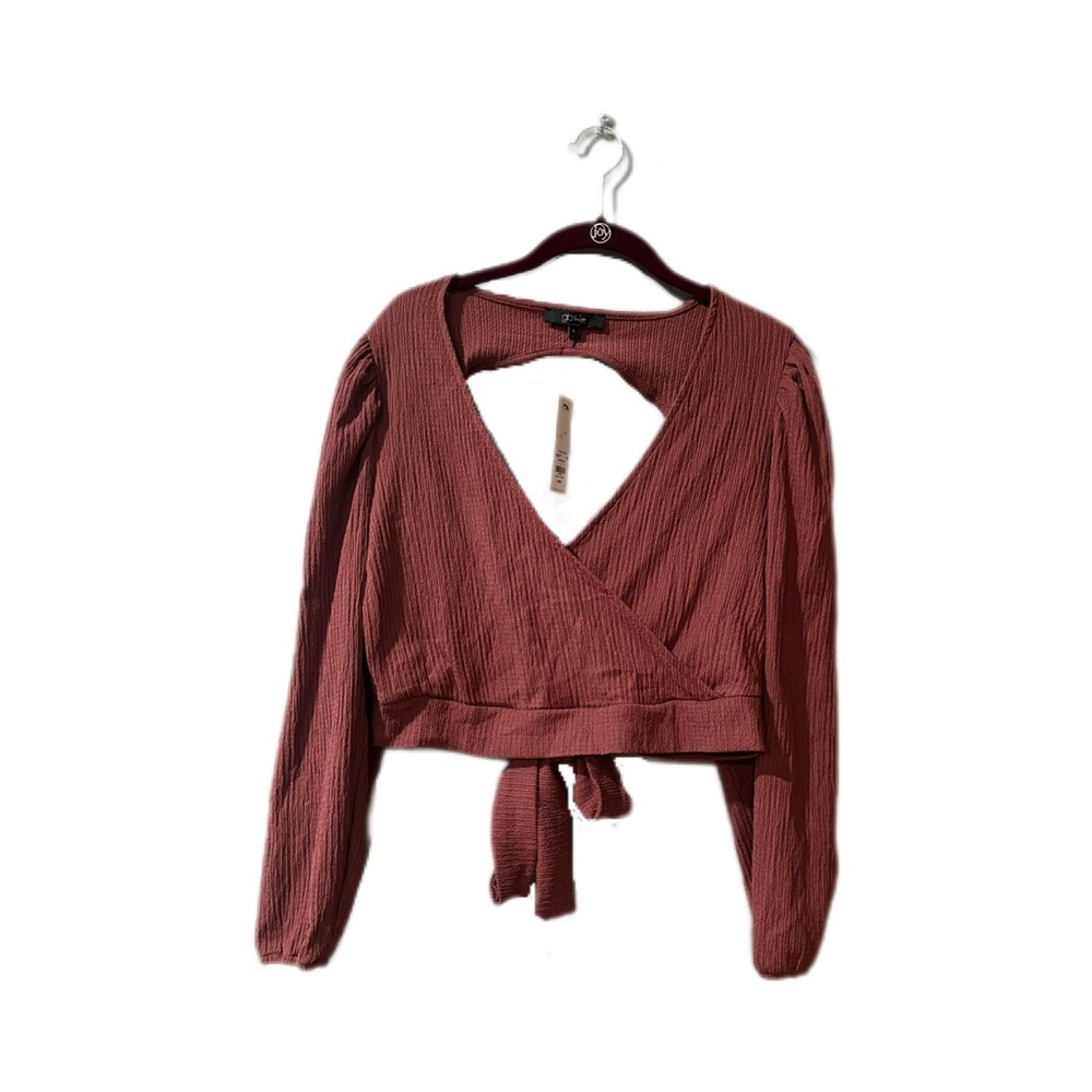 NWT Francesca's Glo Fashion Rust Wrap-Front Long-Sleeve Cut Out Crop Top